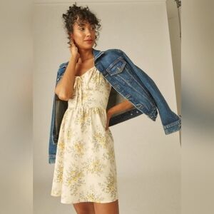 Lucky Brand Cream Floral Mini Dress Size XL
